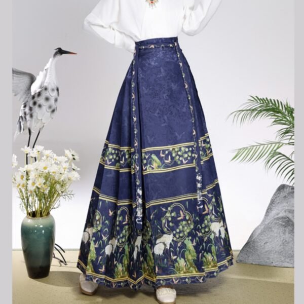 Women's Traditional Chinese Tang Suit Horse Face Skirt with Airplane Sleeve Top Daily Improved Collar for All Four Seasons - 图片 8